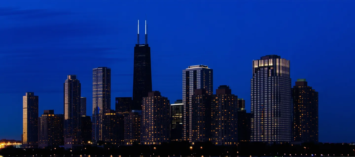Chicago financial district skyline — home of Cashvyne treasury intelligence platform